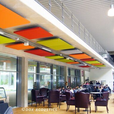 Acoustic panels in dining hall